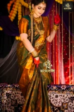 ব্লাউজ পিস সহ কাঞ্চিপুরম শাড়ী - Image 3